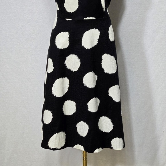 Talbots Dress Womens 14P Black White Polka Dot Sleeveless Textured Midi Petite - Picture 4 of 14